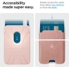 Spigen Valentinus (MagFit) İphone 14, 13, 12 için Manyetik Cüzdan Kartlık 3 Kartlı Fabric Rose Gold