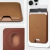 Spigen Valentinus (MagFit) İphone 14, 13, 12 için Manyetik Cüzdan Kartlık 3 Kartlı PU Brown