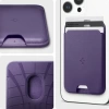Spigen Valentinus (MagFit) İphone 14, 13, 12 için Manyetik Cüzdan Kartlık 3 Kartlı PU Purple