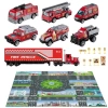 TEMI Çocuklar İçin Döküm İnşaat Araba Taşıyıcı Araç Oyuncak Fire Car