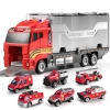 TEMI Çocuklar İçin Döküm İnşaat Araba Taşıyıcı Araç Oyuncak Fire Truck