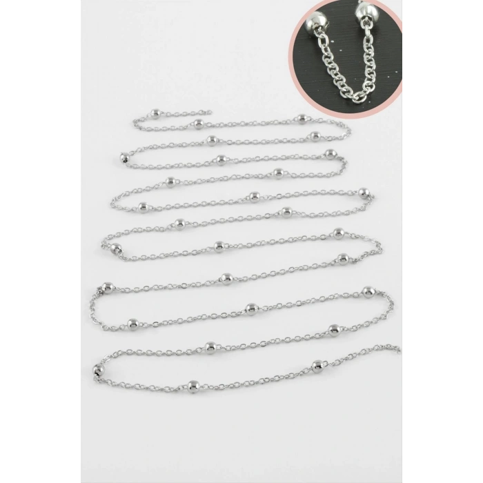 0,1 mm Gümüş Renkli Çelik Top Zincir 1 Metre
