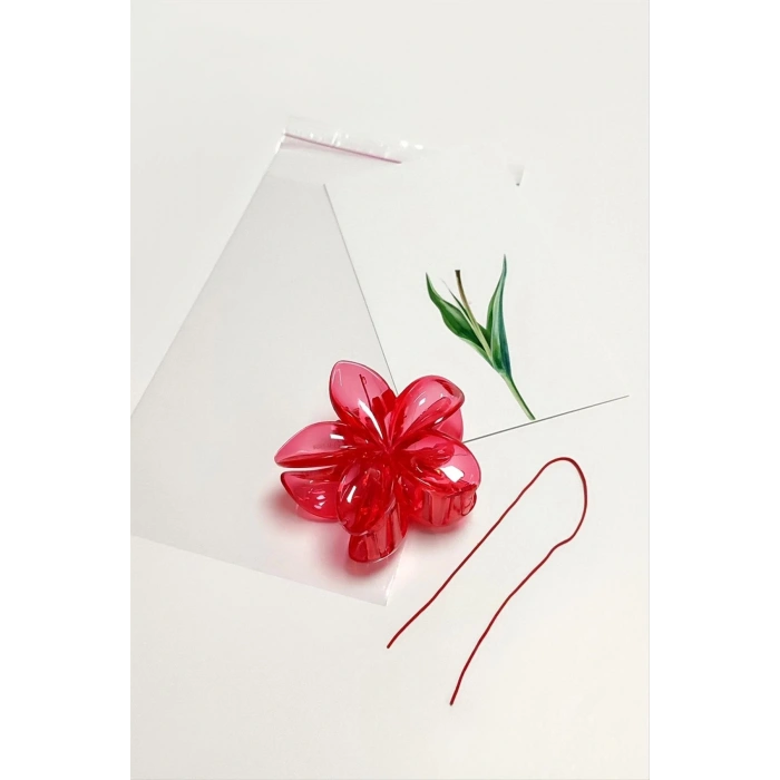 100 Adet Kırmızı Lotus Toka 8 cm Kına Seti