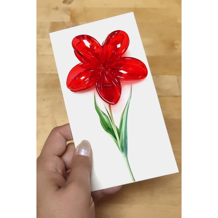 100 Adet Kırmızı Lotus Toka 8 cm Kına Seti