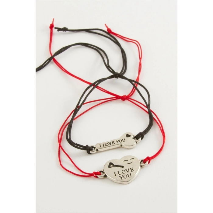 2 Adet Kalp Anahtar İp Bileklik
