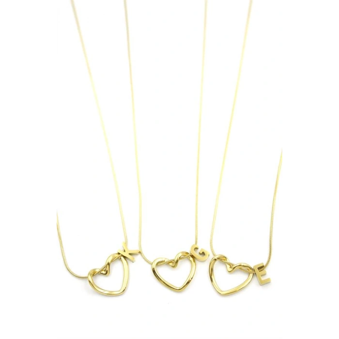 24lü Kalp Harf Kolye - Altın