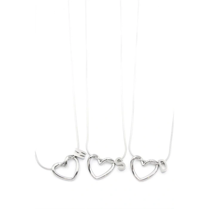 24lü Kalp Harf Kolye - Gümüş