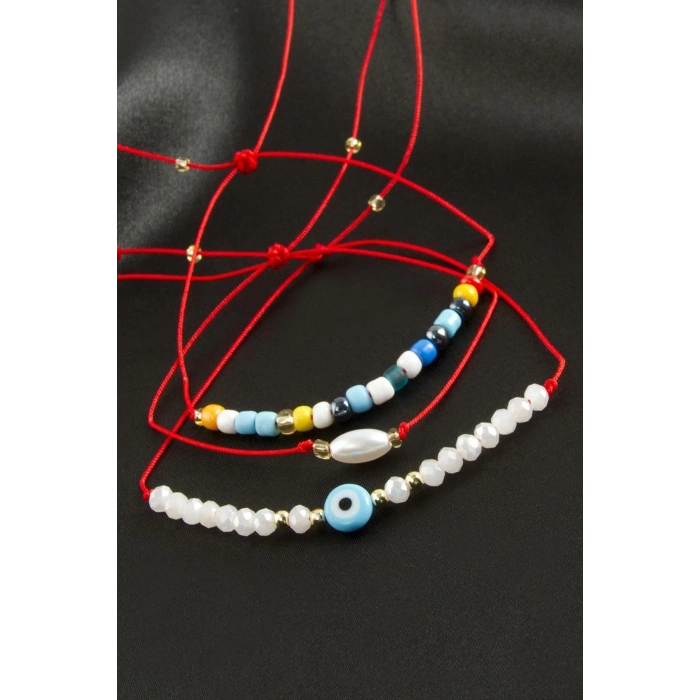 3 Adet Nazar Kristal Kum Boncuk Bileklik