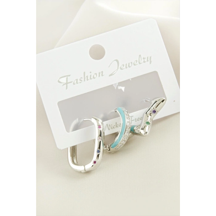 3 Adet Yıldız Zirkon Taşlı Küpe