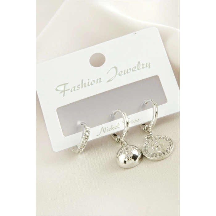 3 Adet Yıldız Zirkon Taşlı Küpe