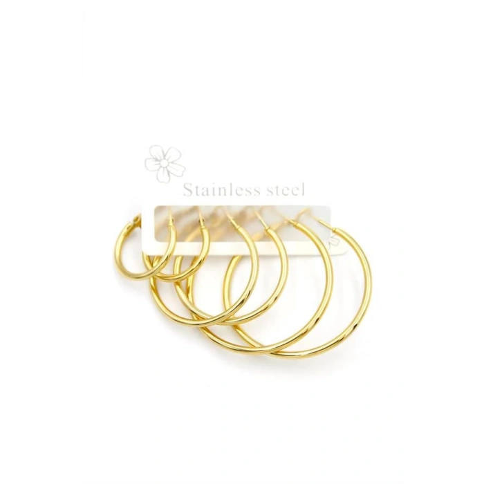 6lı Set Halka Küpe - Altın