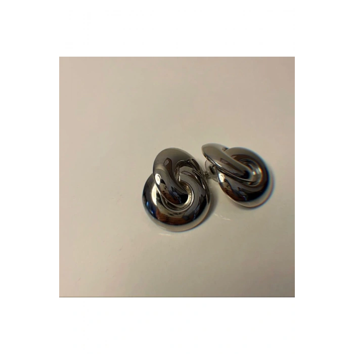 Çelik Gold Altın Renk İç İçe Çift Halka Sarmal Küpe