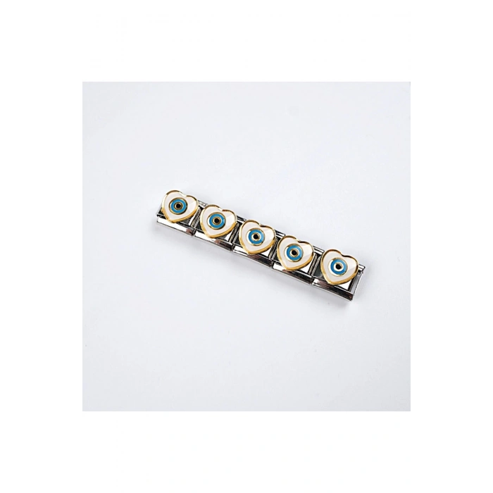 Kalp Nazar 9 Mm Paslanmaz Çelik Italyan Bileklik Charmı (1 Adet Fiyatı)