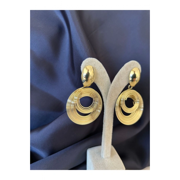 Çelik Gold Infinity Swirl Küpe (Çift)