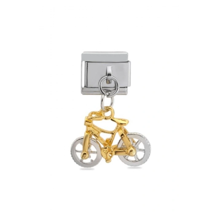 Bisiklet Figürü 9 Mm Paslanmaz Çelik Italyan Bileklik Charmı