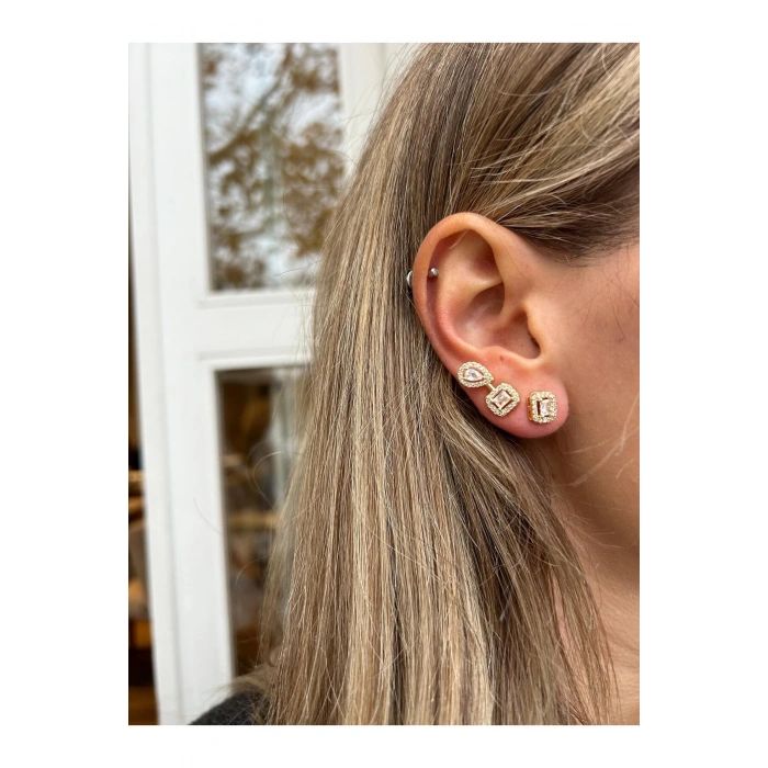 Damla ve Baget Taşlı Zirkon Küpe