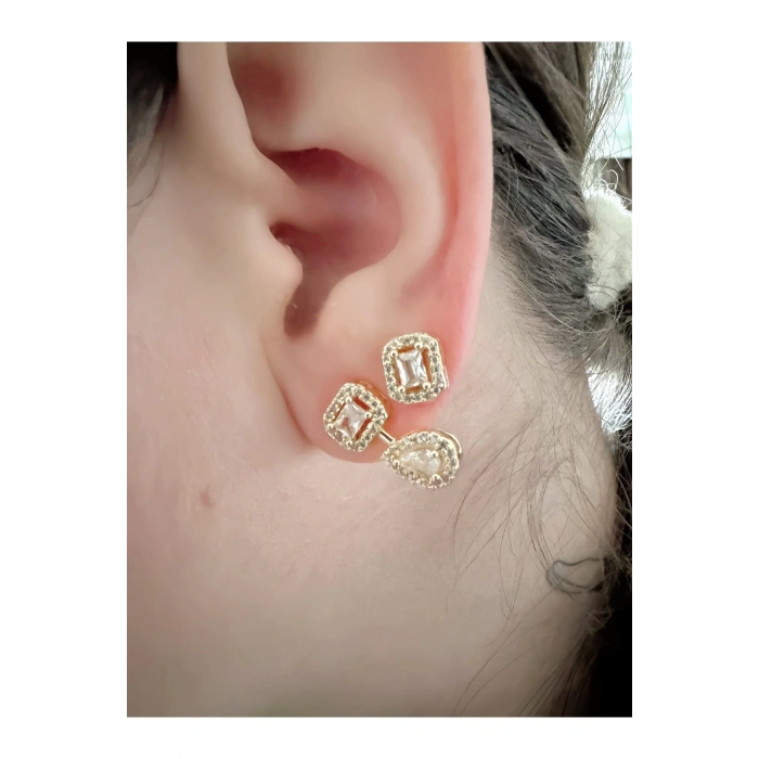 Damla ve Baget Taşlı Zirkon Küpe