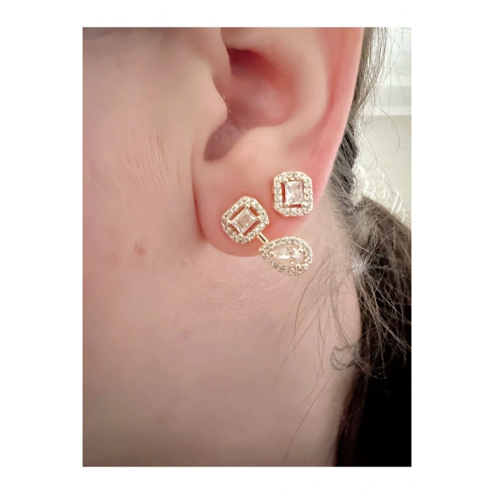 Damla ve Baget Taşlı Zirkon Küpe