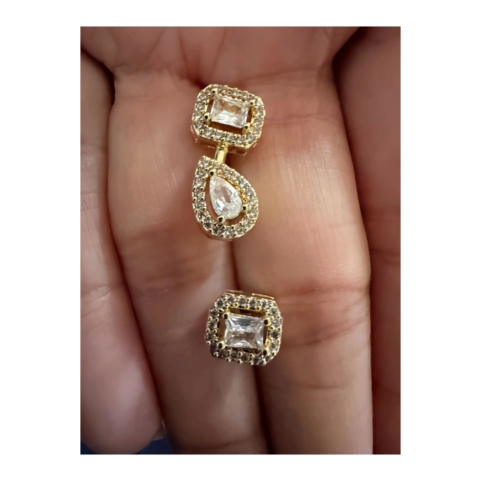 Damla ve Baget Taşlı Zirkon Küpe