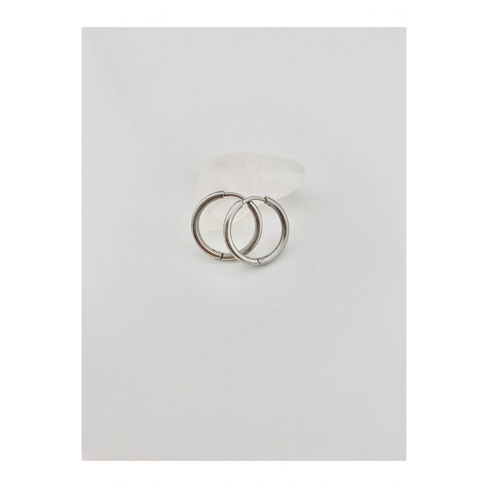 Çelik Halka Küpe Gümüş Renk Orta Boy