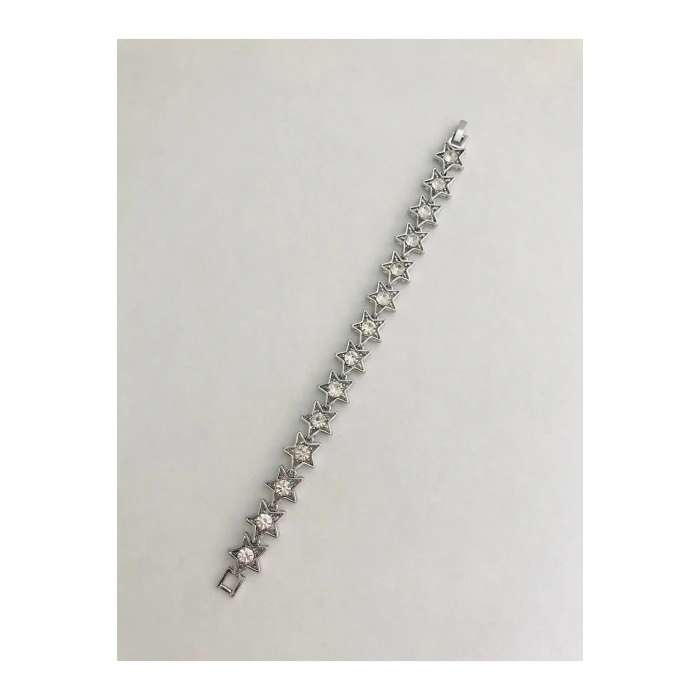 Yıldız Figürlü Taşlı Çelik Bileklik 18 cm