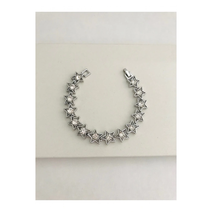 Yıldız Figürlü Taşlı Çelik Bileklik 18 cm