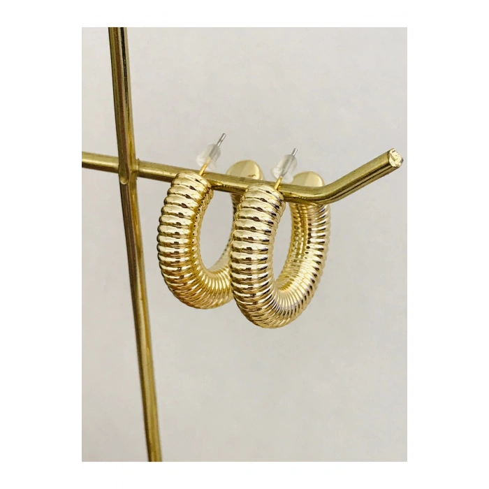 İthal Tırtıklı 4 cm Kalın Çelik Yarım Halka Küpe