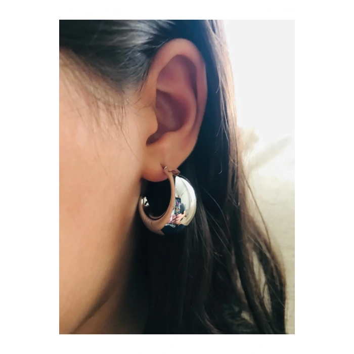 İthal Yarım Ay 3 cm Çelik Küpe