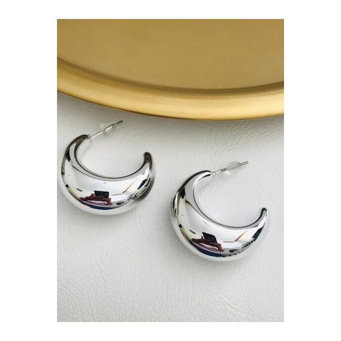 İthal Yarım Ay 3 cm Çelik Küpe