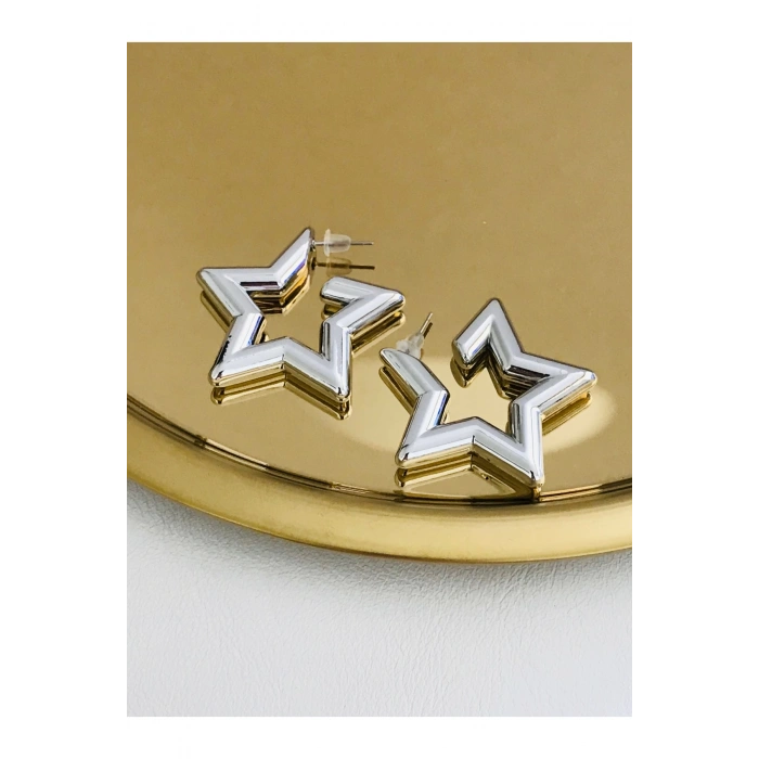 Kadın İthal Yıldız Küpe 4 cm