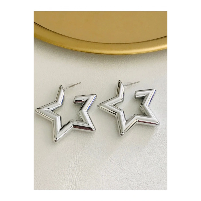 Kadın İthal Yıldız Küpe 4 cm