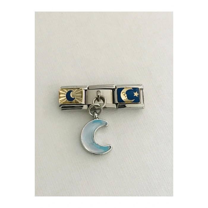 İtalyan Çelik Bileklik Ay Charm Grupları