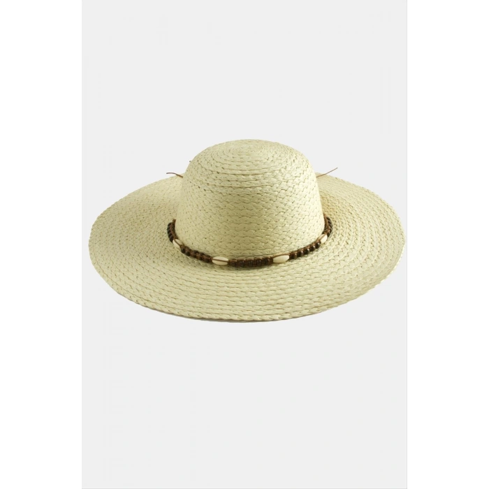 Ahşap Boncuklu Hasır Şapka