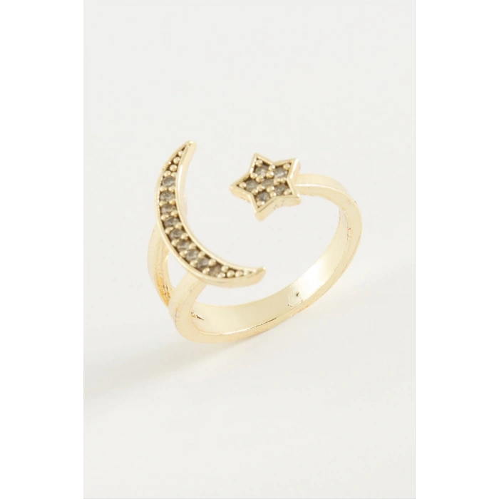 Ay Yıldız Zirkon Taşlı Yüzük