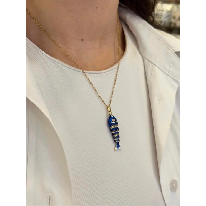 Balık Kolye - Mavi