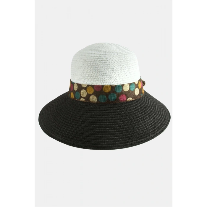 Benekli Fiyonglu Hasır Şapka