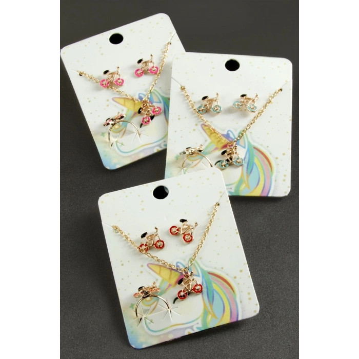 Bisiklet Mineli Set Kolye