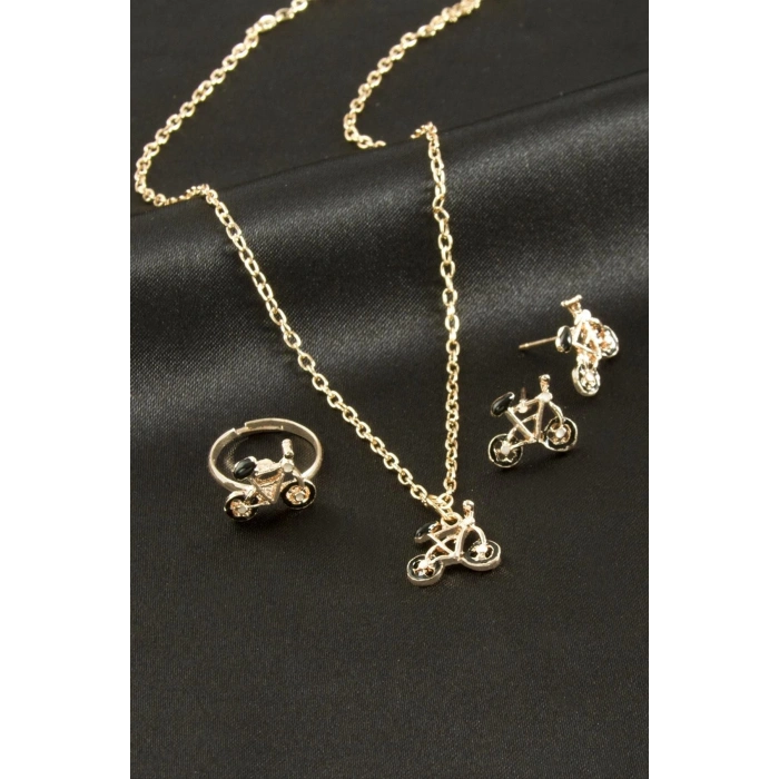 Bisiklet Mineli Set Kolye