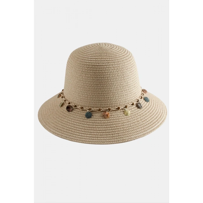 Boncuk Örme Hasır Şapka