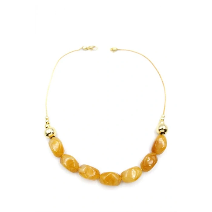 Boncuklu Kolye - Açık Kahverengi