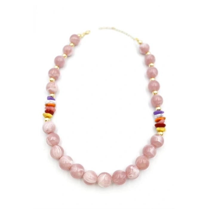 Boncuklu Kolye - Pembe