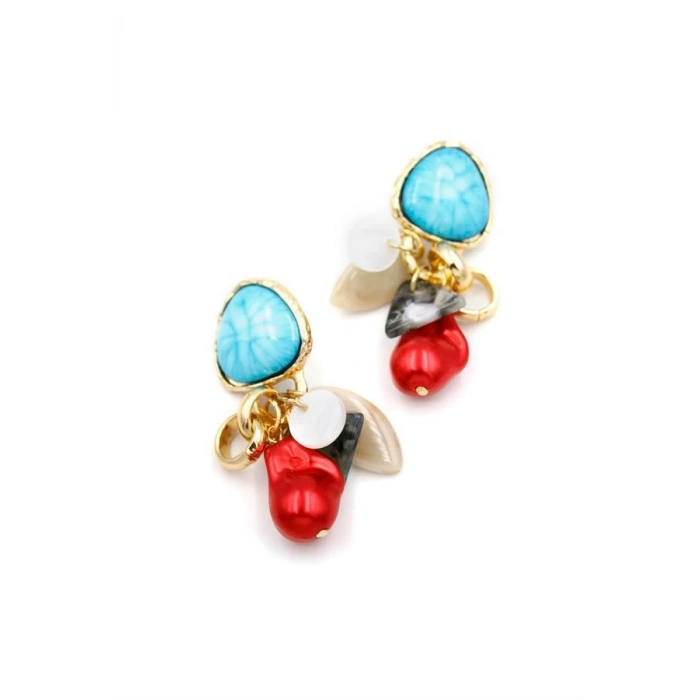 Boncuklu Küpe - Altın