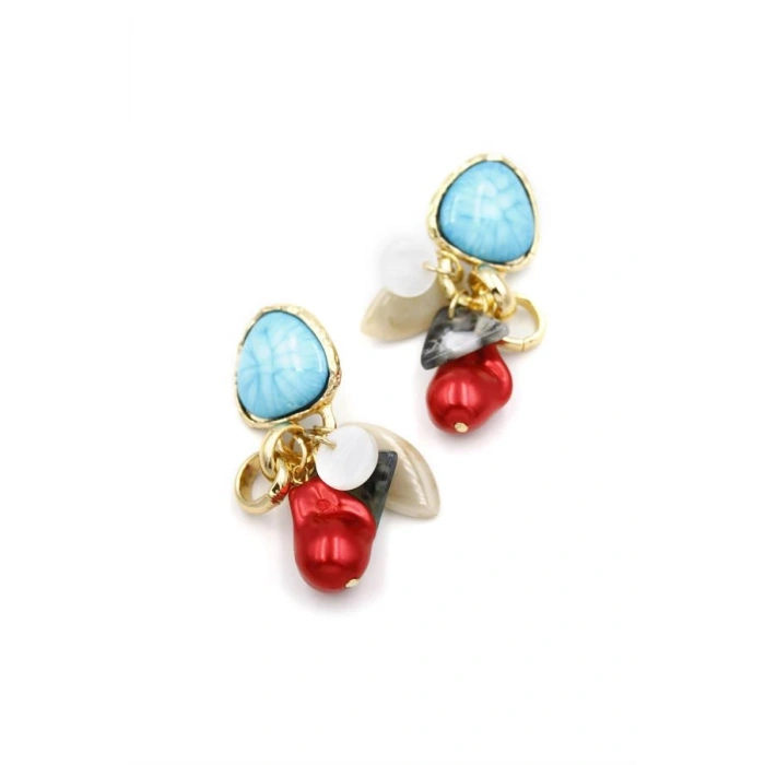 Boncuklu Küpe - Altın