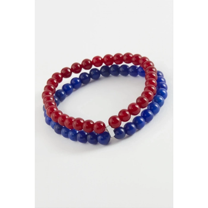 Bordo Lacivert Doğaltaş Bileklik 6 mm