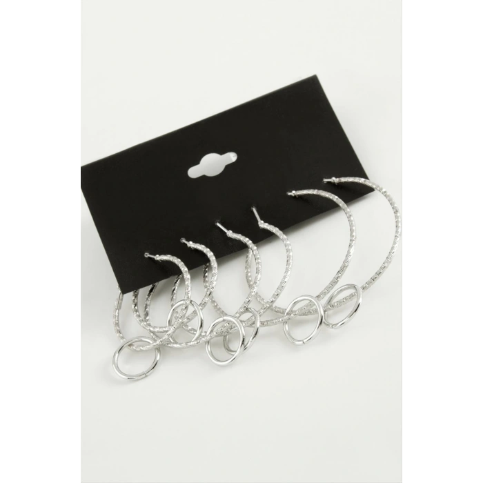 Burgulu Metal Halka Küpe 6 Adet