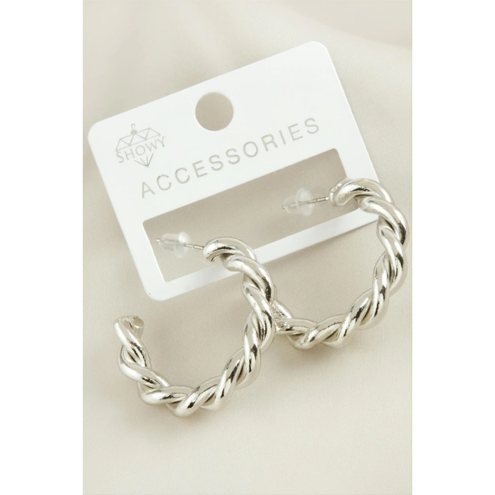 Burgulu Trend Halka Metal Küpe