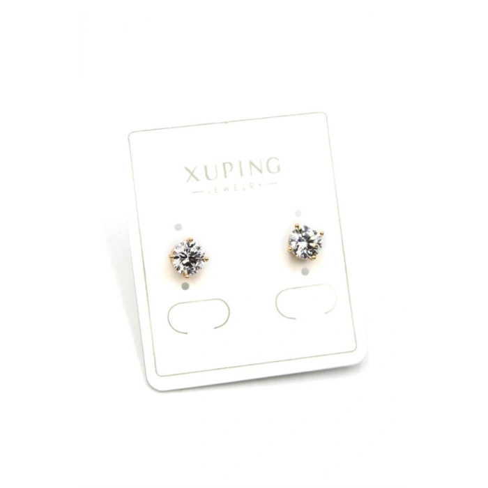 Büyük Boy Tek Taş Küpe - Altın