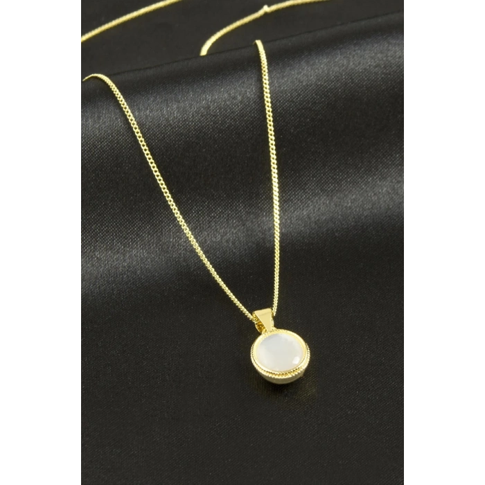 Cam Taş Lüks Çelik Kolye