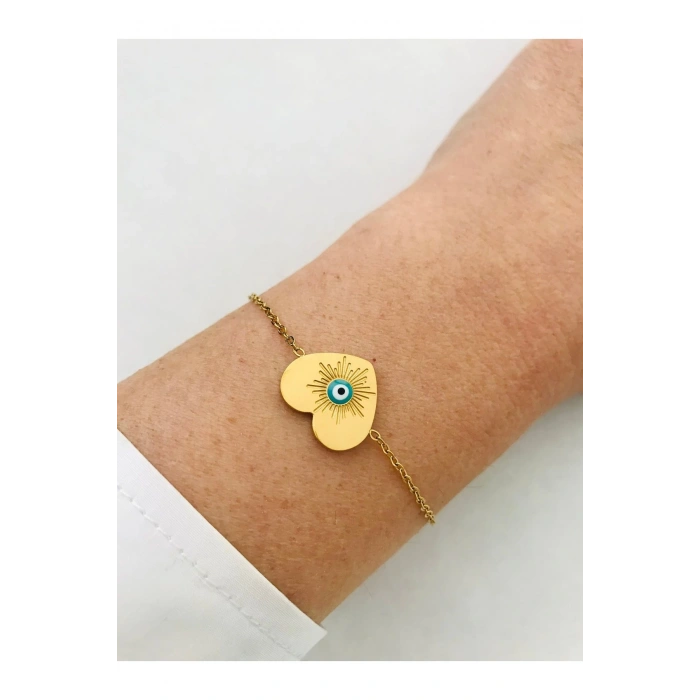 Çelik 316 L Kararmaz Kalp Nazar Bileklik