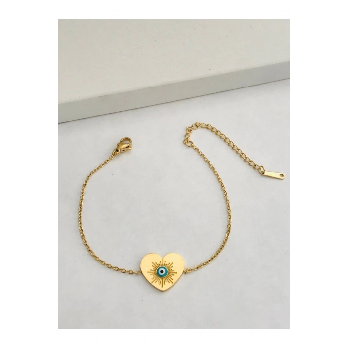 Çelik 316 L Kararmaz Kalp Nazar Bileklik